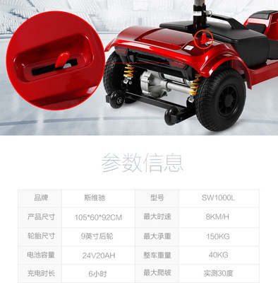 斯維馳德國品牌老年代步車四輪折疊老年電動殘疾人助力車電瓶車